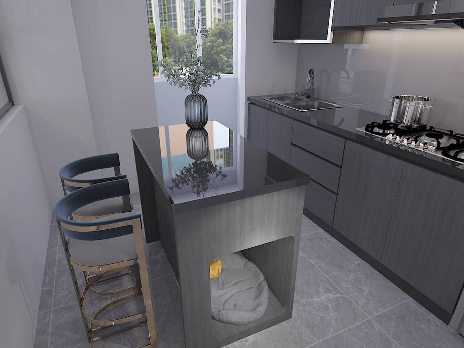 4-room BTO flat, Swish Design Works Swish Design Works Unit dapur Kayu Lapis