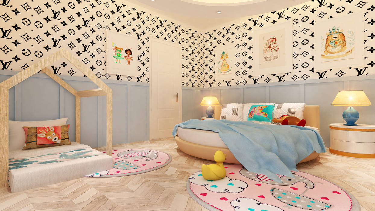 Young Girls Room HC Designs Small bedroom Plywood Baby girl , young , teen room , , Pastel colors , small kids hut , Round bed