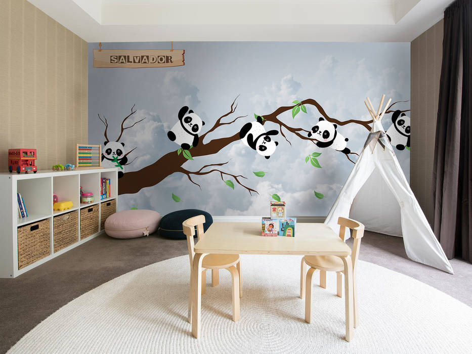 Bambu, Osos Panda coverhouse Habitaciones para niños infantil kids niños amor cuartos arte diseño decoracion papel colgadura empapelado osos magico