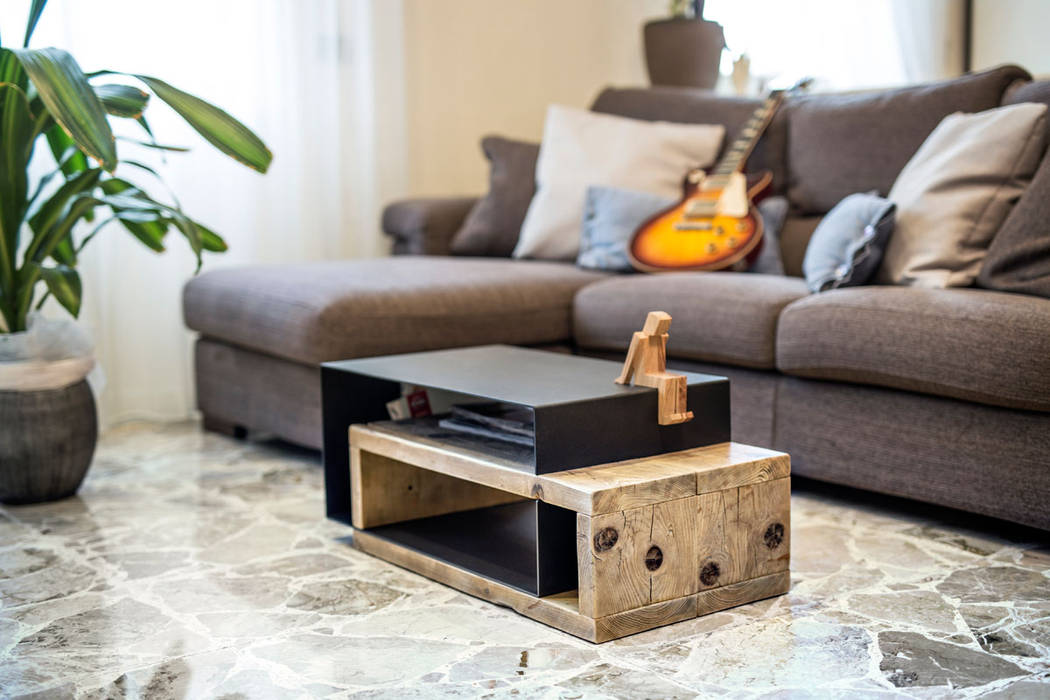 Coffee table moderno in legno e ferro | Mod. Cesare, Inventoom Inventoom Living room Metal Side tables & trays