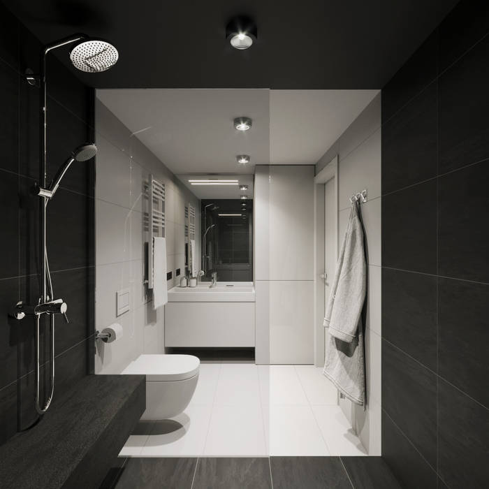 Двухуровневая квартира в Тольятти, EJ Studio EJ Studio Minimalist style bathroom Tiles Grey