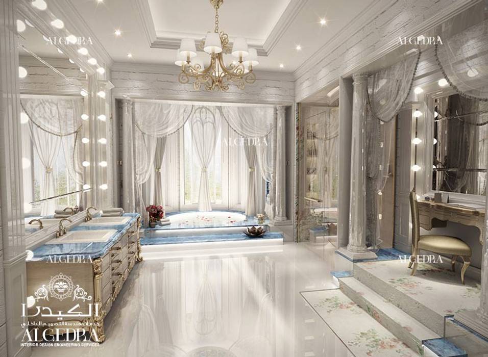 حمام فاخر على الطراز الكلاسيكي Algedra Interior Design حمام