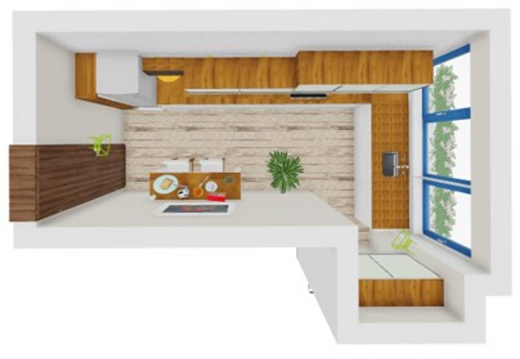 Ver a casa antes de começar... Projetos 3D , SweetYellow SweetYellow Kitchen units Plywood