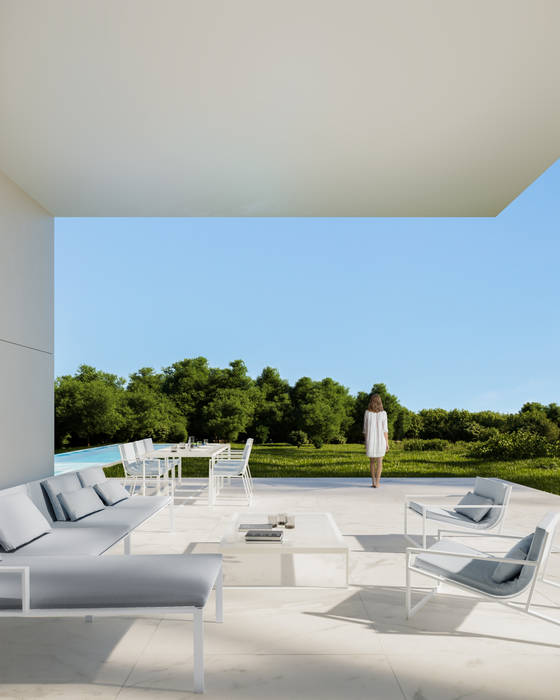 Casa en Benahavís FRAN SILVESTRE ARQUITECTOS Balcones y terrazas de estilo minimalista