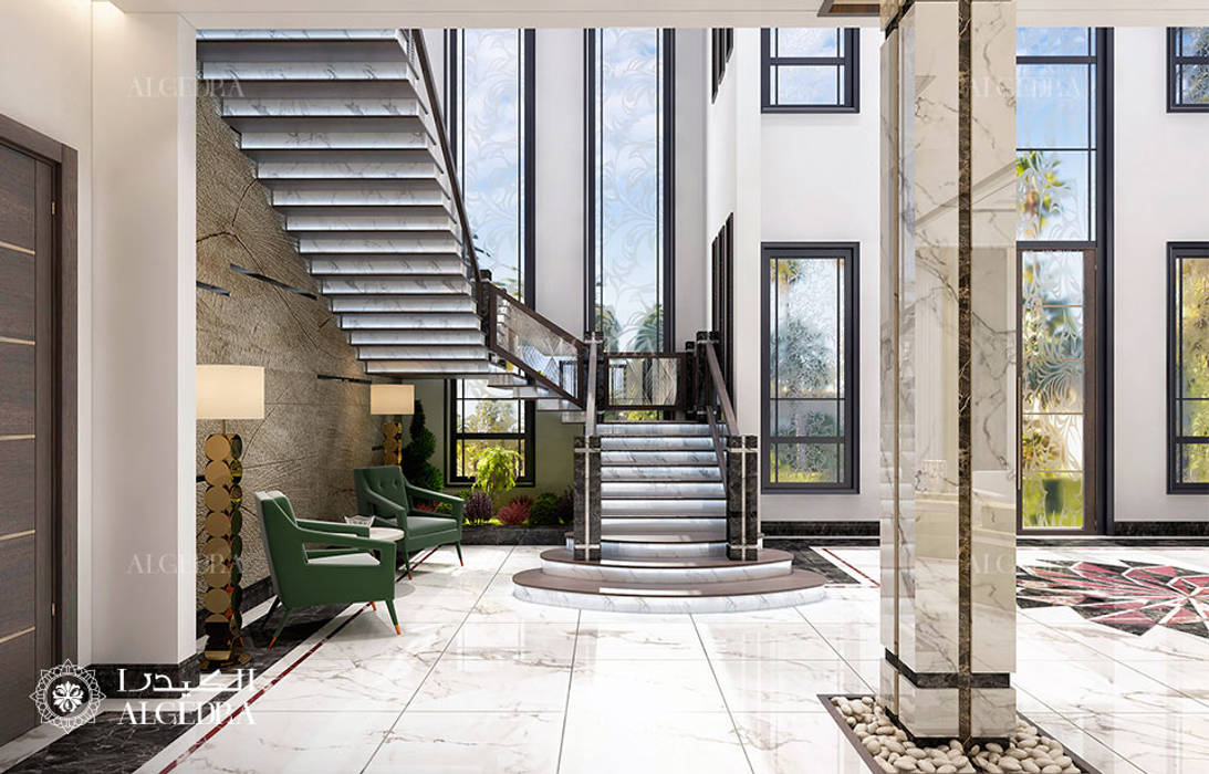 Modern Style Villa Hallway Staircase Interior Design Modern