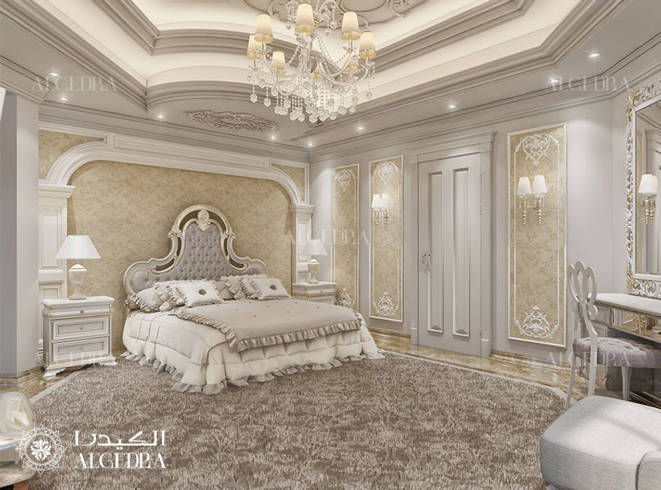 Master bedroom interior design for luxury classic style villa in abu