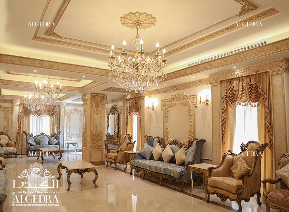 Elegant Luxury Villa Majlis Interior Design in Dubai Algedra Interior Design Classic style living room
