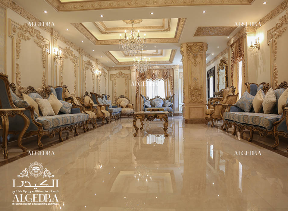 Elegant Luxury Villa Interior Design in Dubai, Algedra Interior Design Algedra Interior Design Salas / recibidores