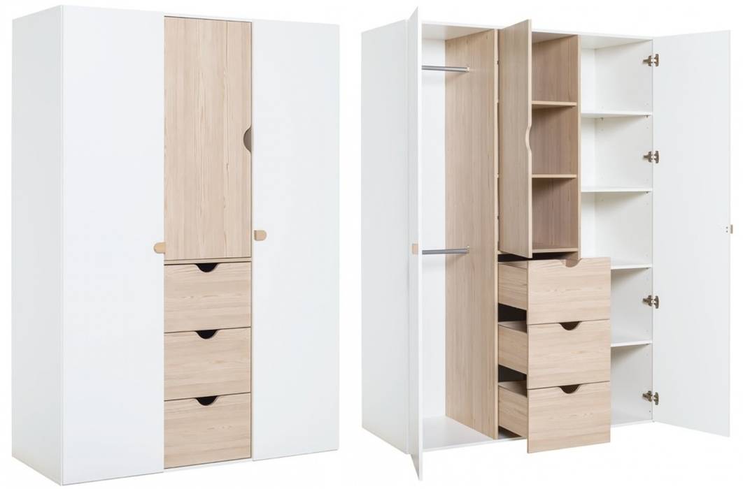 Schrank mit 3 Türen QMM TraumMoebel Jugendzimmer Holz Holznachbildung Schlafzimmer, Zimmer, Kinderzimmer, Jungendzimmer, Babyzimmer, Jungenzimmer, Mädchenzimmer, Wohnzimmer, Wohnung, Haus, bett kaufe, Möbel, modern, design, möbelhäuser, möbelhaus Eigenheim, Kinder, Möbel kaufen, babyzimmer, wohnideen, schafzimmer ideen, wohnzimmer ideen, kinderbett, jungenbett,