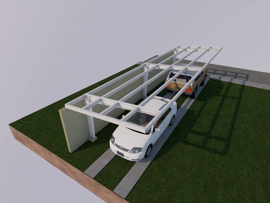 Car Port para 2 autos, Neo Arquitectura Neo Arquitectura كراج يتسع لسيارتين فلز