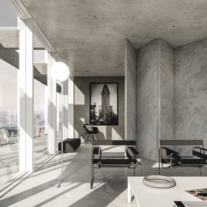 1606 - Apartment M - Reforma, Diseño y Decoración - New York, HOA Architecture and Design HOA Architecture and Design Salon minimaliste