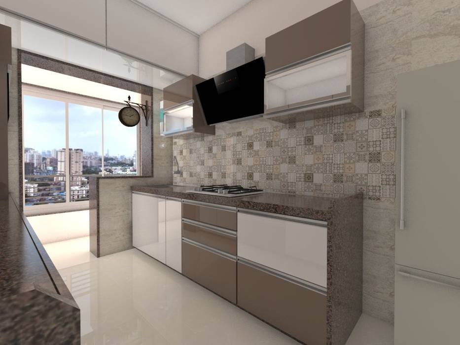 2bhk home interior @ MUMBAI, vikatt design build studio vikatt design build studio Aneks kuchenny Kompozyt drewna i tworzywa sztucznego