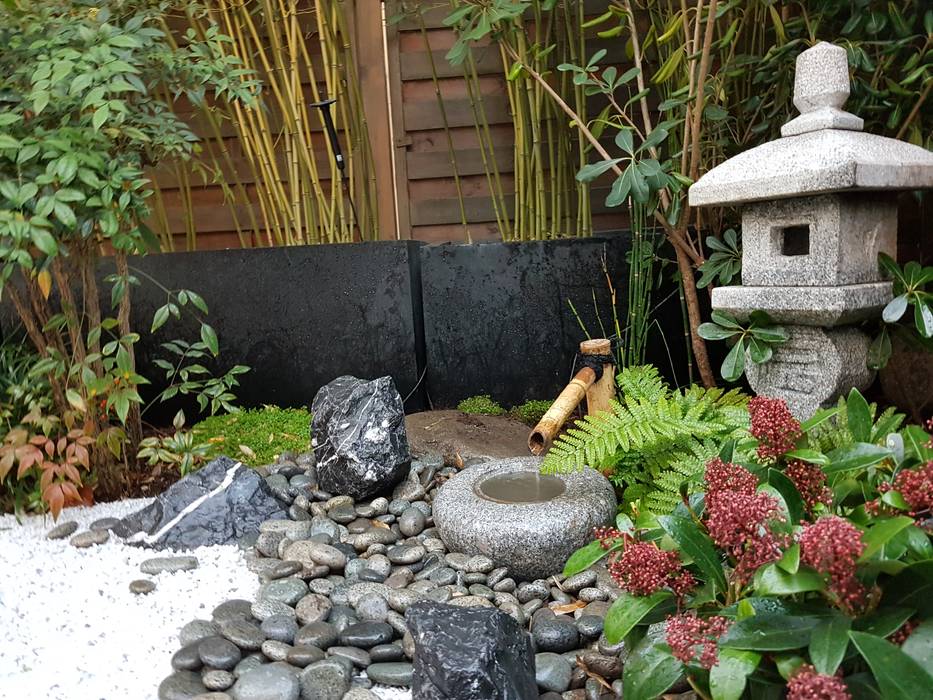 Petit jardin japonais sur terrasse parisienne, JARDIN JAPONAIS JARDIN JAPONAIS Gewerbeflächen Bambus Grün Hotels