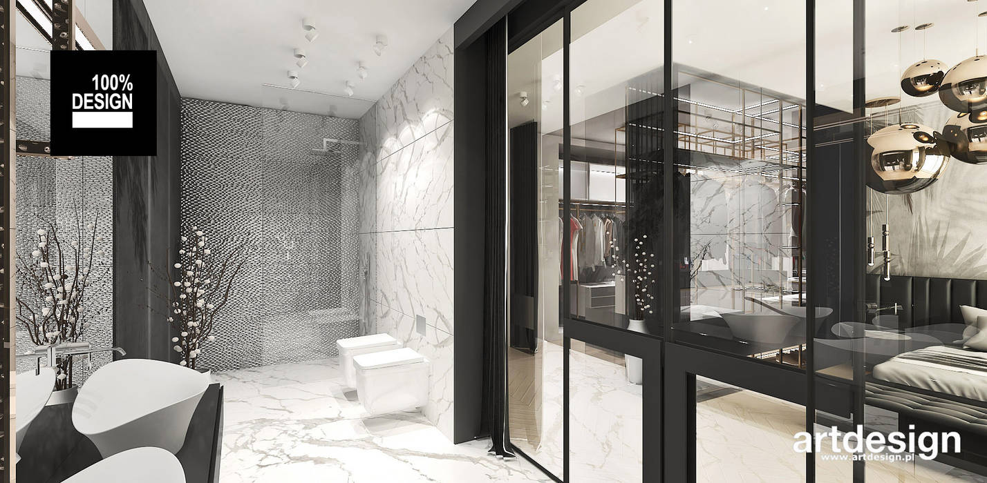 projekt łazienki przy sypialni ARTDESIGN architektura wnętrz Nowoczesna łazienka