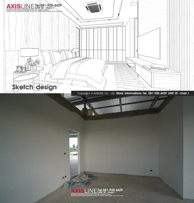 Sketch Design และหน้างาน บริษัทออกแบบ และรับเหมาตกแต่งภายใน | Interior Design, บริษัทแอคซิสลาย จำกัด บริษัทแอคซิสลาย จำกัด Jardín interior Paisajismo de interiores