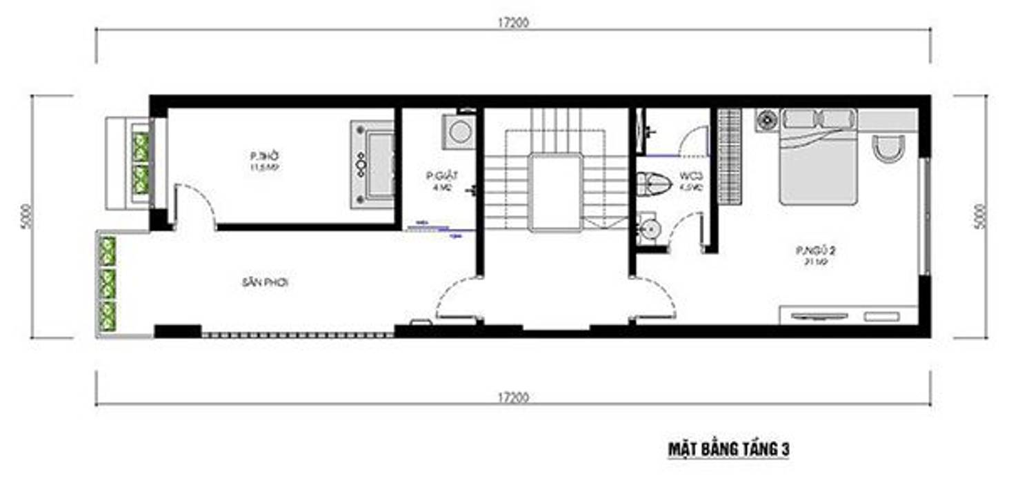 Thiết kế nhà 3 tầng 5x16m, Nam Long construction Nam Long construction