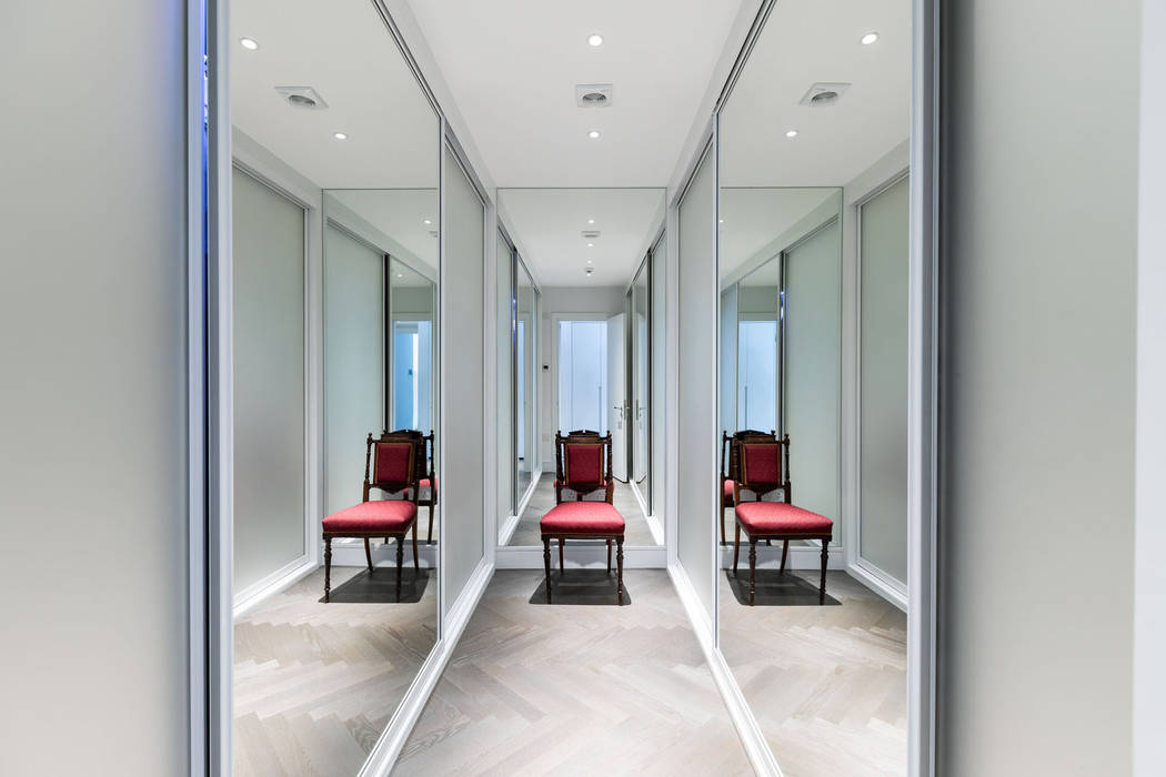 Bespoke walkin wardrobe with sliding mirror panels homify