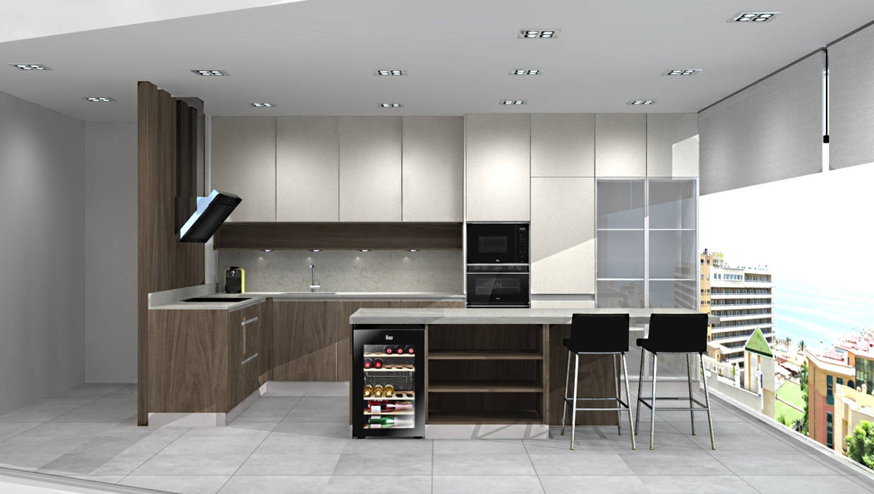 Projeto 3D para showroom de cozinhas, 7eva design - Arquitectura e Interiores 7eva design - Arquitectura e Interiores Modern kitchen