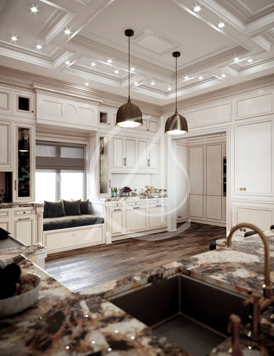 homify Kitchen units luxury interior, kitchen design, neoclassical interior, traditional kitchen, palace interior, mansion design,