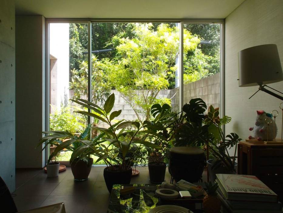 2コートハウス：仕切りつつ繋がるワンルームでネコと緑豊かに暮らす, Hirodesign.jp Hirodesign.jp Pintu & Jendela Modern