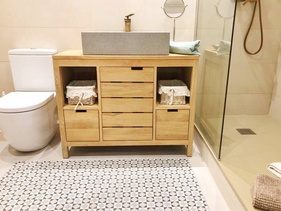 mueble baño de madera Lala Decor HomeStaging & Reformas Integrales de pisos Baños de estilo escandinavo mueble baño de madera,Decoración