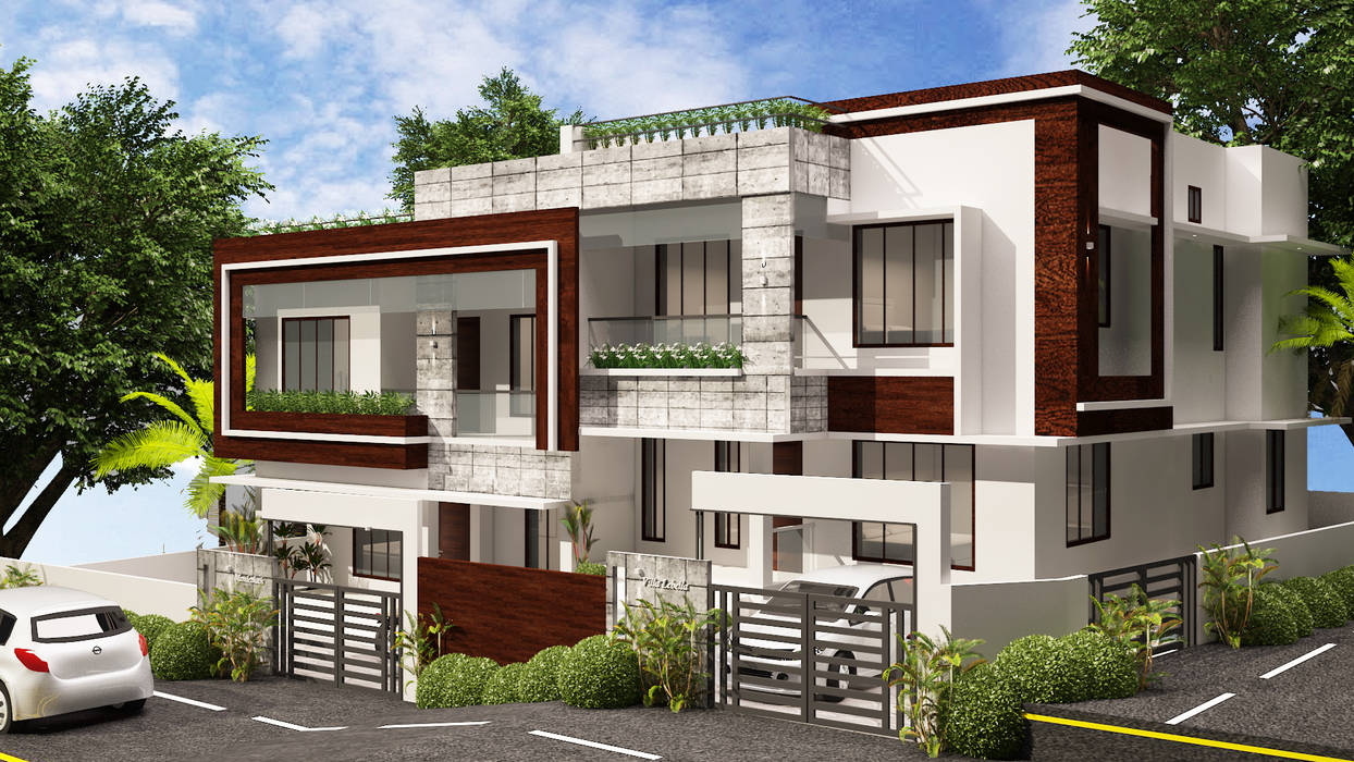 Contemporary Style House Infra I Nova Pvt.Ltd Terrace house Stone