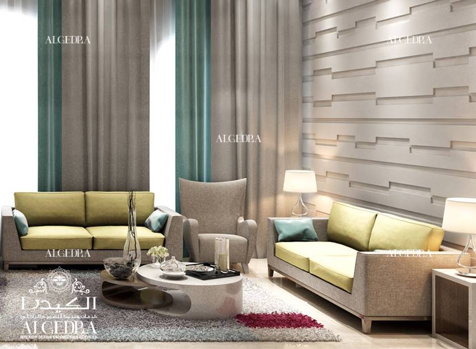 Modern living room design in Kuwait, Algedra Interior Design Algedra Interior Design Ruang Keluarga Modern