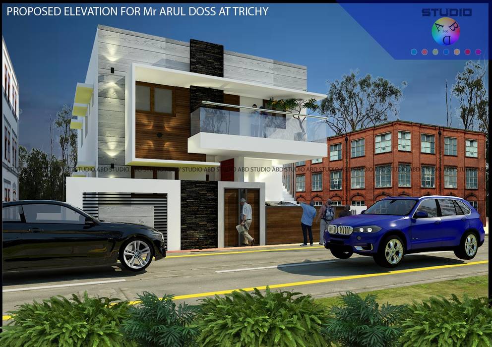 Elevation Design Studio ABD Architects Modern houses Residence Elevation Design in Tamil Nadu