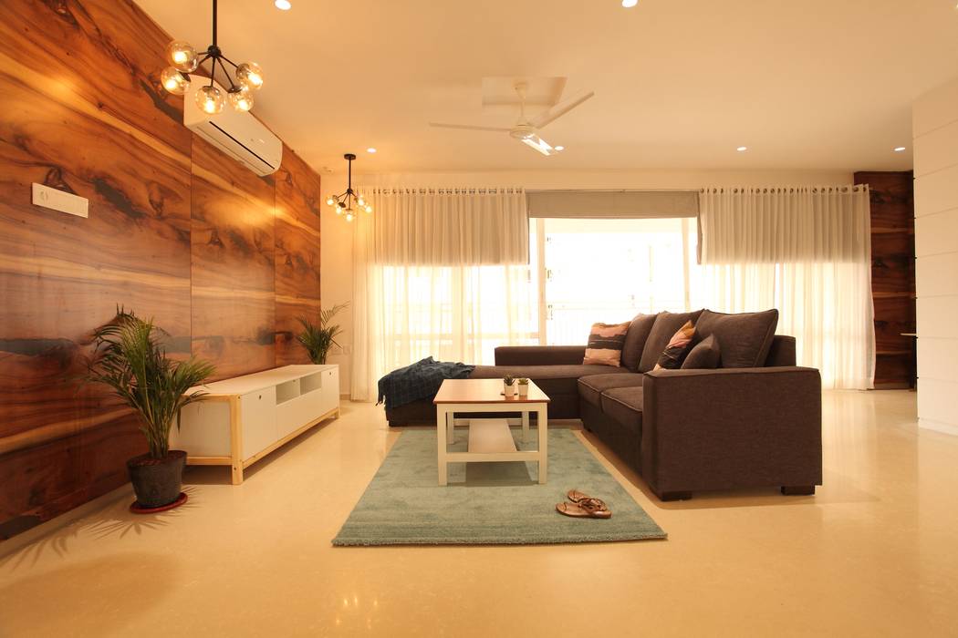 Living Room Saloni Narayankar Interiors Modern Living Room Wood Wood effect