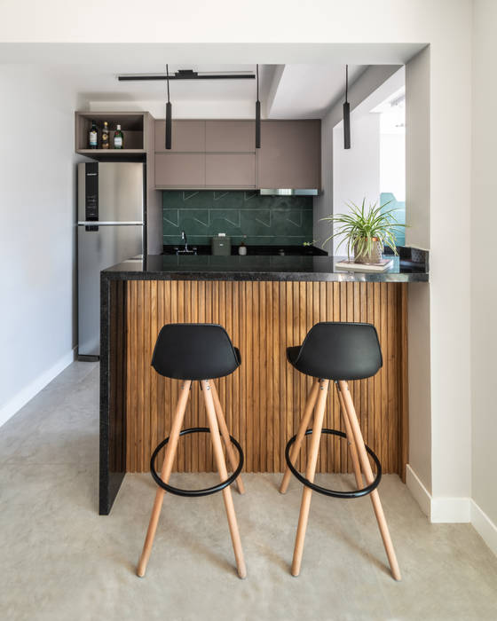 Apto. Minimalista, Débora Vassão Arquitetura e Interiores Débora Vassão Arquitetura e Interiores Kitchen units