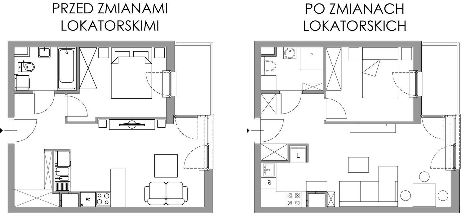 PROJEKT MIESZKANIA 40M² DLA SINGLA W STYLU SKANDYNAWSKIM, Better Home Interior Design Better Home Interior Design Skandinavische Wände & Böden