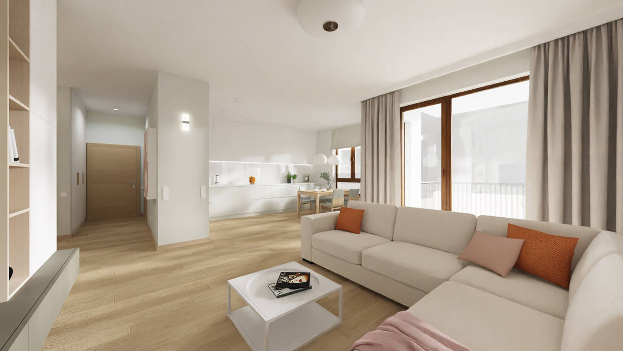 PROJEKT MIESZKANIA 110M² W STYLU NOWOCZESNYM, Better Home Interior Design Better Home Interior Design Ruang Keluarga Modern