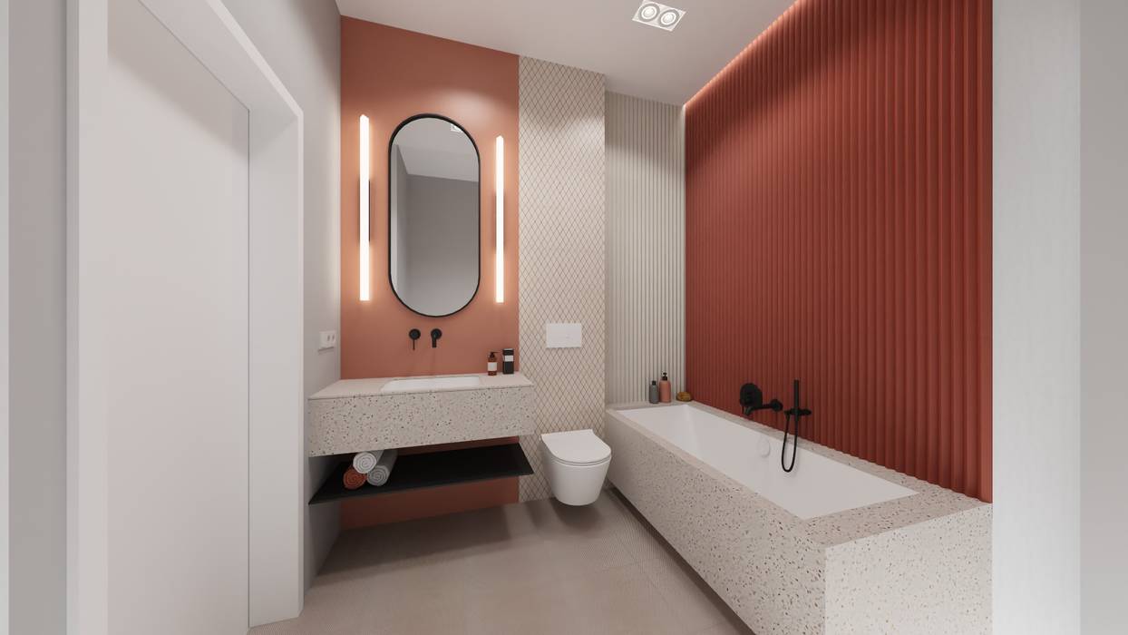 PROJEKT MIESZKANIA 110M² W STYLU NOWOCZESNYM, Better Home Interior Design Better Home Interior Design Kamar Mandi Modern