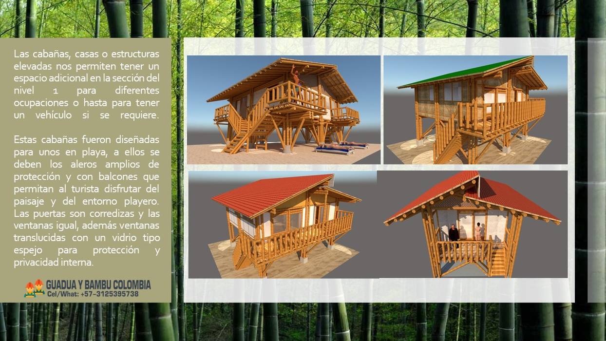 CASAS Y MODELOS DE CABAÑAS PARA PLAYA GUADUA Y BAMBU COLOMBIA Casas prefabricadas casas, guadua, bambu, bamboo, prefabricados, construcciones, diseño, kioscos, carpinteria, madera,