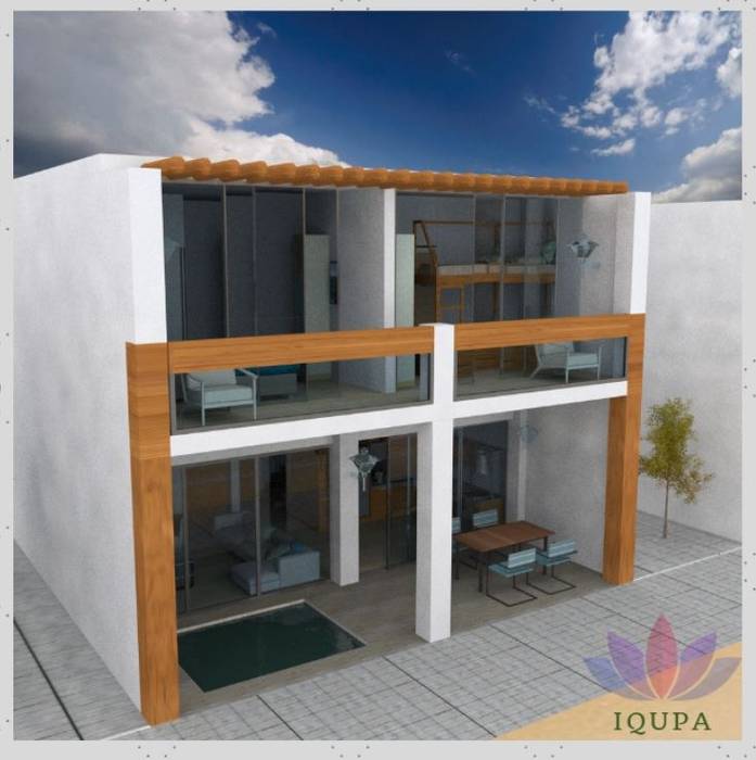 Fachada de día IQUPA Casas de estilo minimalista