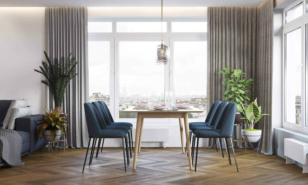 Wohnung. Berlin. 2019-2020/ 3D-Visualisierungen/ Immobilien Rendering, NK-Line NK-Line Scandinavian style dining room