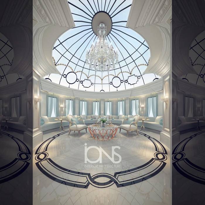 Home Interiors with Glamorous Skylight, IONS DESIGN IONS DESIGN Salones mediterráneos Hierro/Acero interior , interior designer , home design