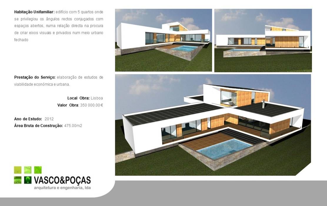 Projetos Habitacionais, Vasco & Poças - Arquitetura e Engenharia, lda Vasco & Poças - Arquitetura e Engenharia, lda Casas clássicas