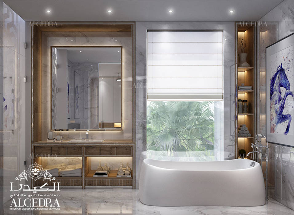 Modern bathroom design in Dubai, Algedra Interior Design Algedra Interior Design Kamar Mandi Modern