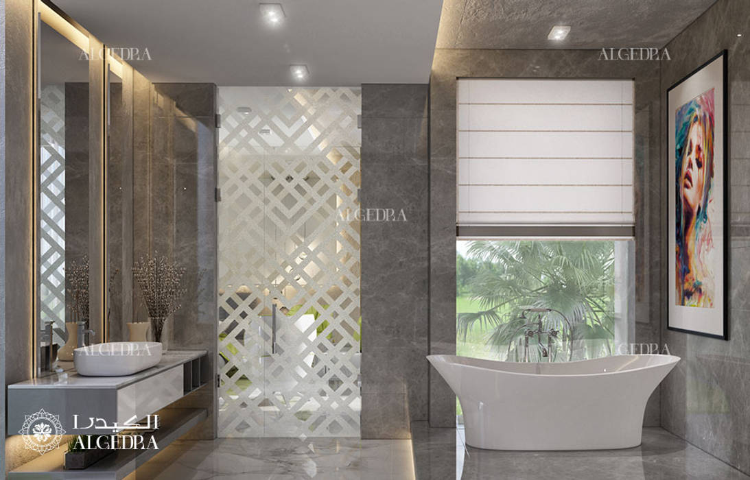 تصميم حمام لفيلا في دبي Algedra Interior Design حمام