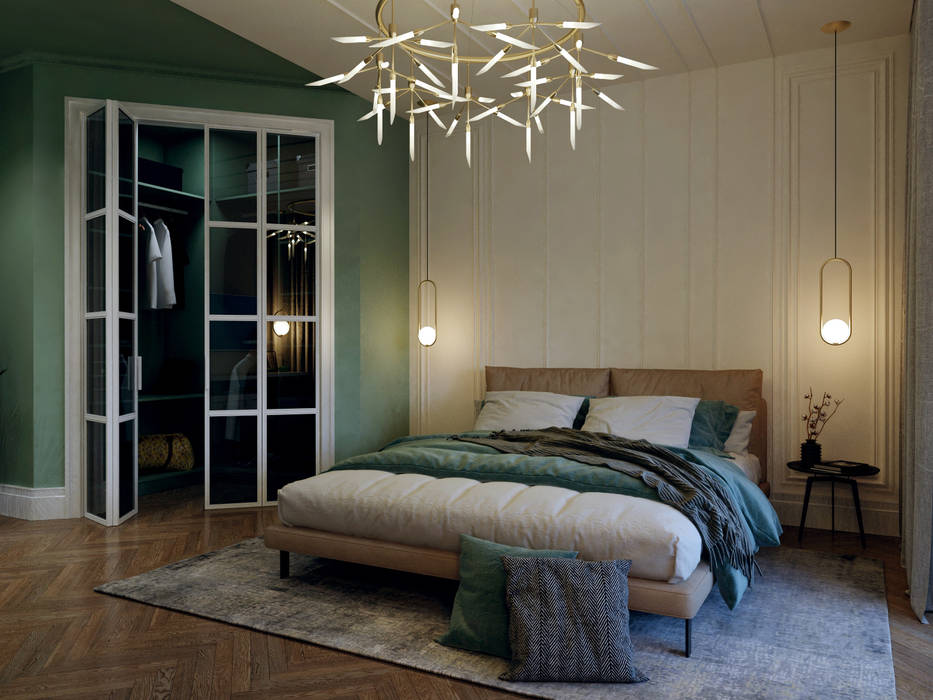 1901 - Спальня, Студия дизайна интерьеров Твердый Знак Студия дизайна интерьеров Твердый Знак Minimalist bedroom