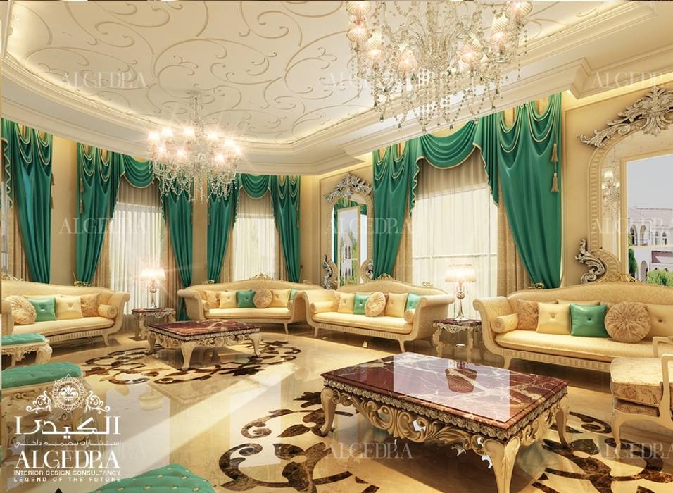 Classic style luxury majlis design in Dubai, Algedra Interior Design Algedra Interior Design Salon classique