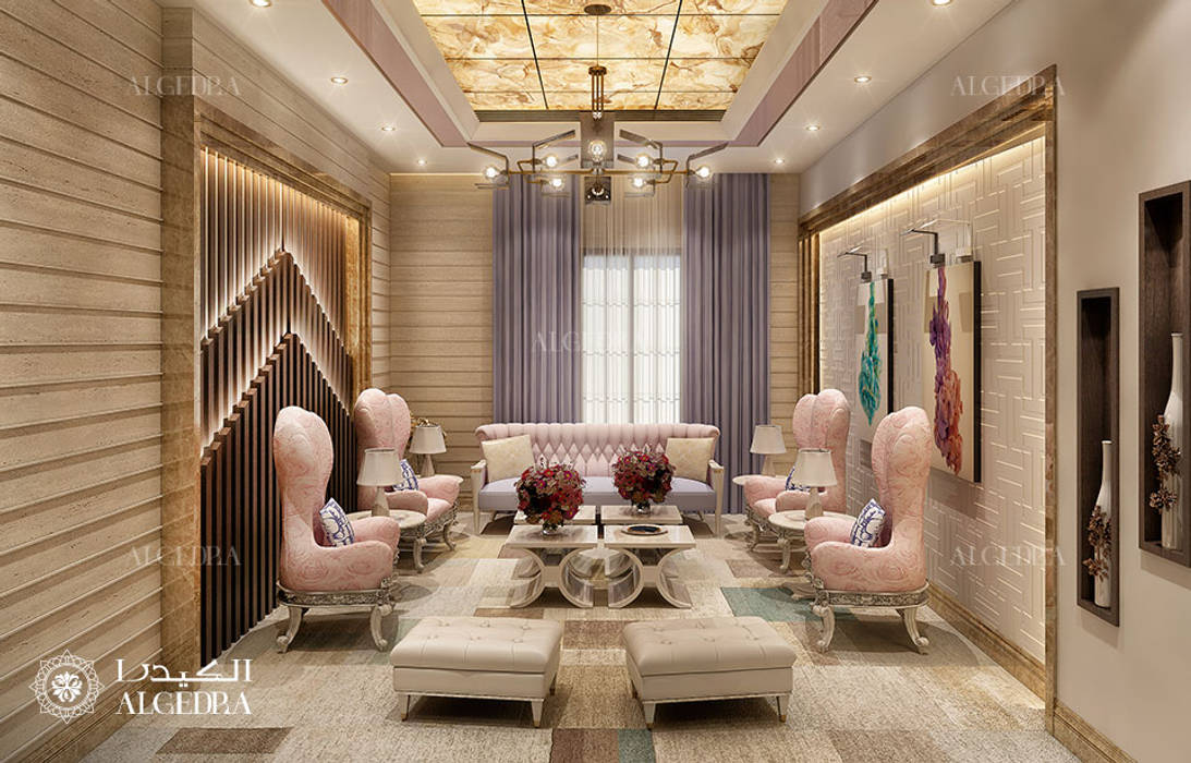 Ladies majlis design contemporary style Algedra Interior Design 现代客厅設計點子、靈感 & 圖片