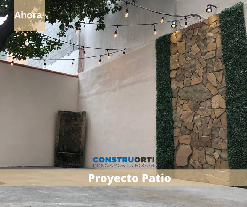 REMODELACION PATIO CONSTRUORTI Paredes y pisos rústicos Piedra