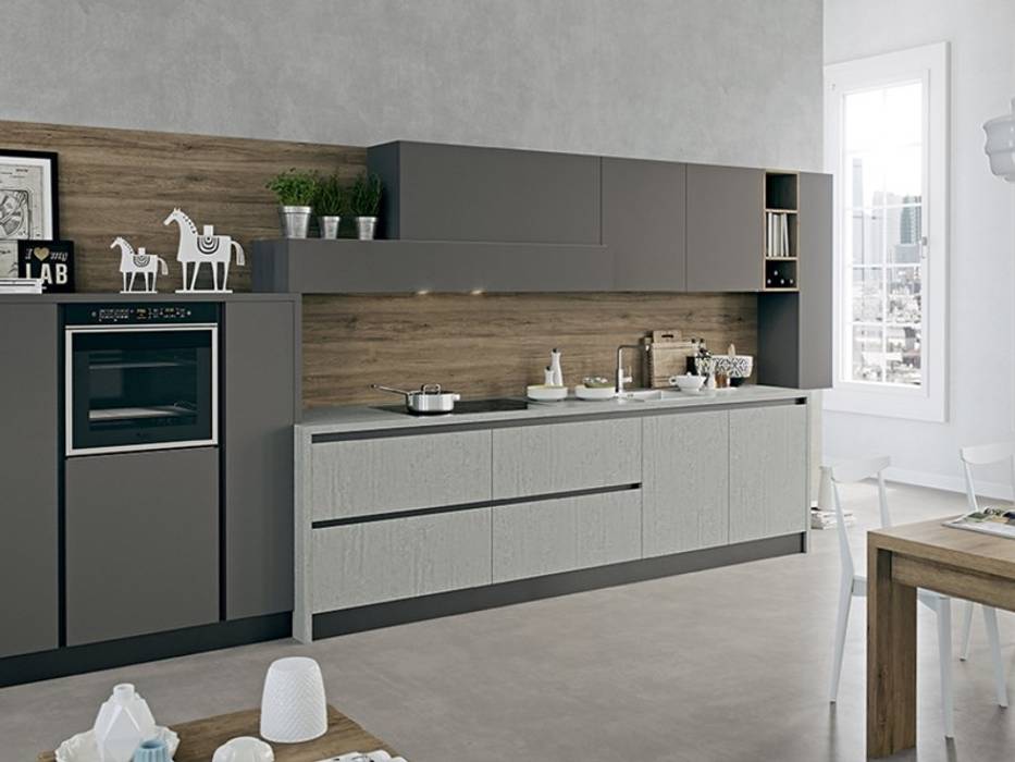 Cucina Lineare gallomobili Case in stile minimalista Legno composito Trasparente cucina, lineare, cemento, rovere