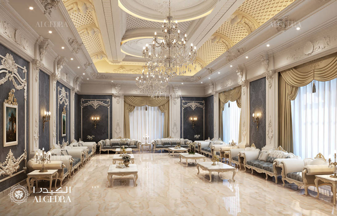 Lüks klasik tarzda villada kraliyet meclis tasarımı Algedra Interior Design Klasik Oturma Odası