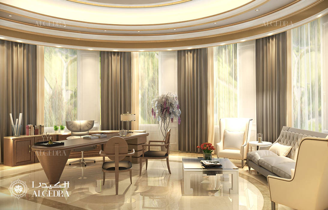 Home office design in luxury villa, Algedra Interior Design Algedra Interior Design Moderne Arbeitszimmer