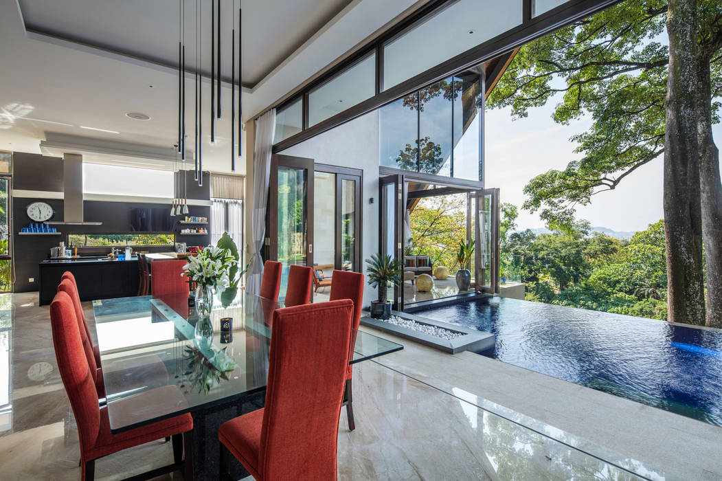 Canopy House - Kuala Lumpur, MJ Kanny Architect MJ Kanny Architect Sala da pranzo in stile tropicale