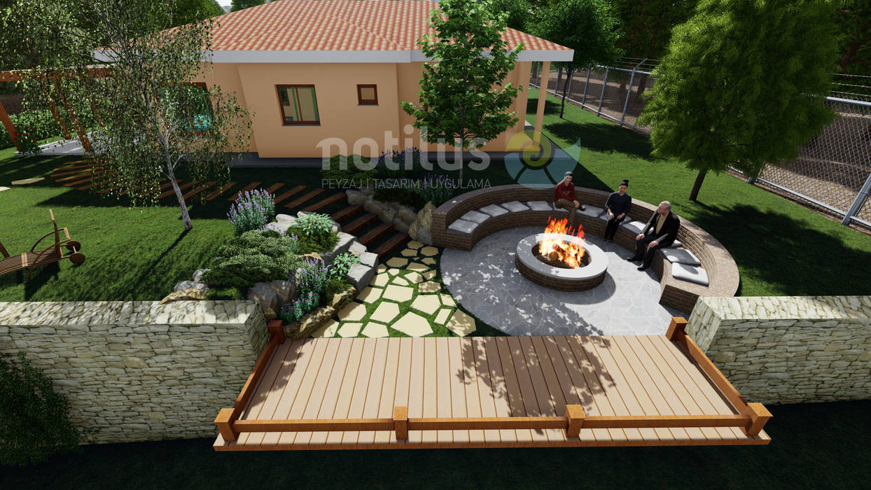 RB Mountain House, Notılus Landscape Desıgn Ltd. Notılus Landscape Desıgn Ltd. فناء أمامي