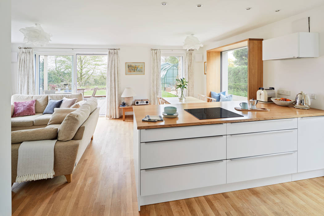 House Fleming: a Space for Living Baufritz (UK) Ltd. Small kitchens downsizing, sustainable, German quality, timber, pre-fabricated, healthy, eco, seamless kitchen, open plan